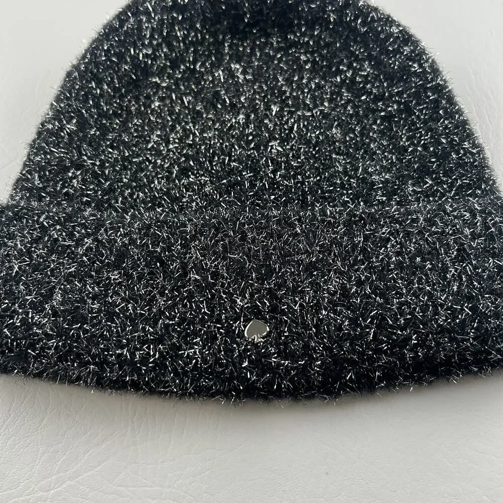 Kate Spade New York Black Metallic Knit Scarf and hat Women’s Soft Winter